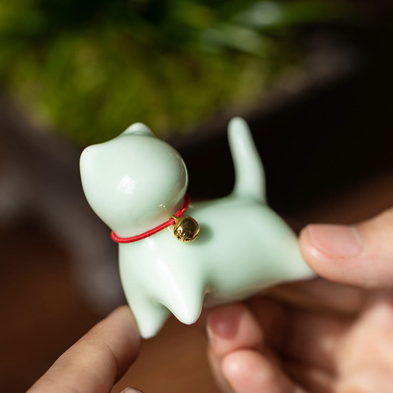 Buddha Stones Mini süße stehend liegend Katze Tee Haustier Keramik Home Schreibtisch Figur Dekoration - image 5