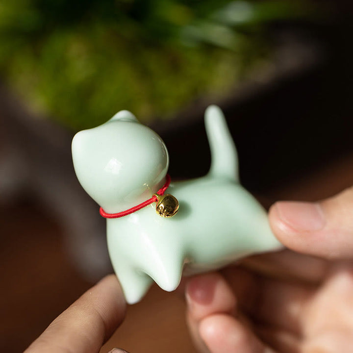 Buddha Stones Mini süße stehend liegend Katze Tee Haustier Keramik Home Schreibtisch Figur Dekoration - image 5