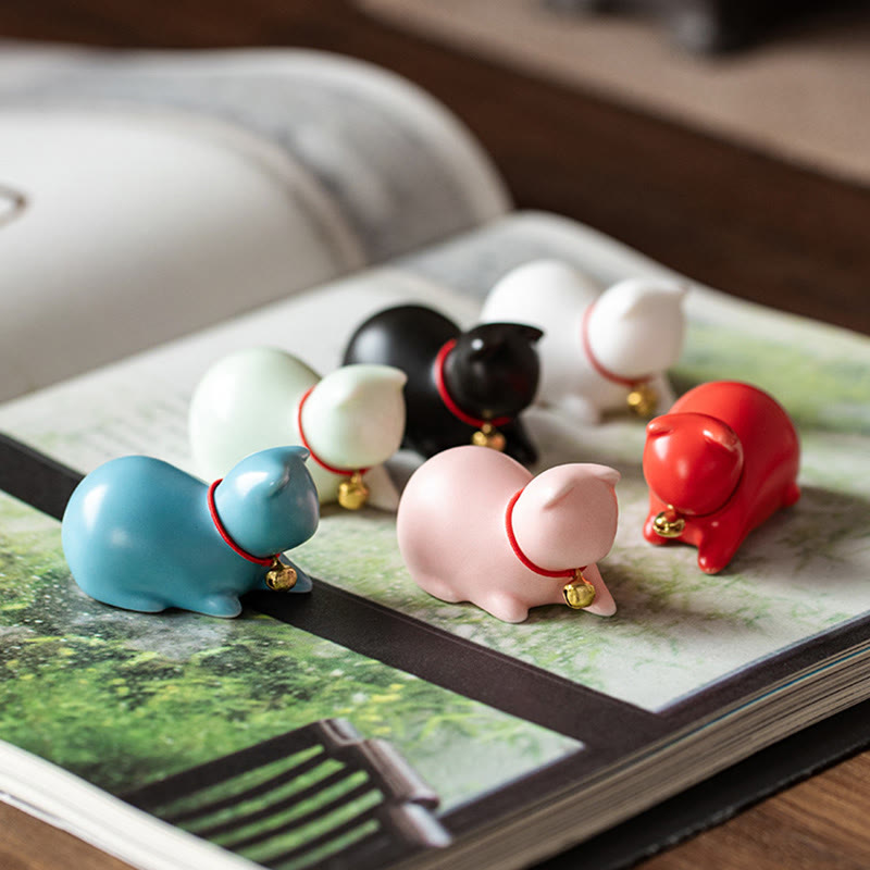 Buddha Stones Mini süße stehend liegend Katze Tee Haustier Keramik Home Schreibtisch Figur Dekoration - image 19