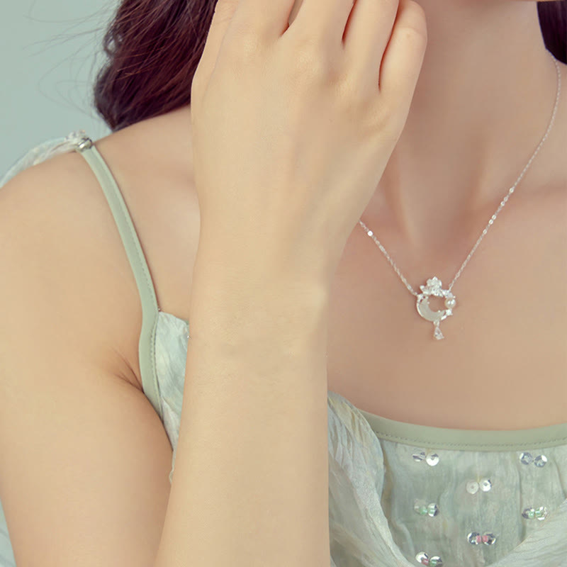 Buddha Stones Hetian Jade 925 Sterling Silber Zirkonia Perlen Halskette Anhänger - image 1