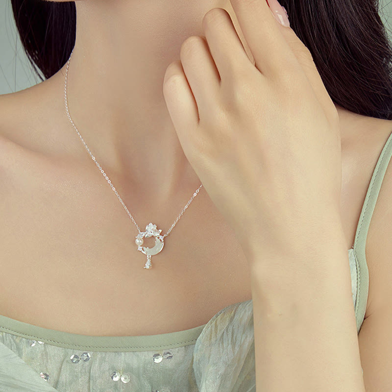 Buddha Stones Hetian Jade 925 Sterling Silber Zirkonia Perlen Halskette Anhänger - image 4