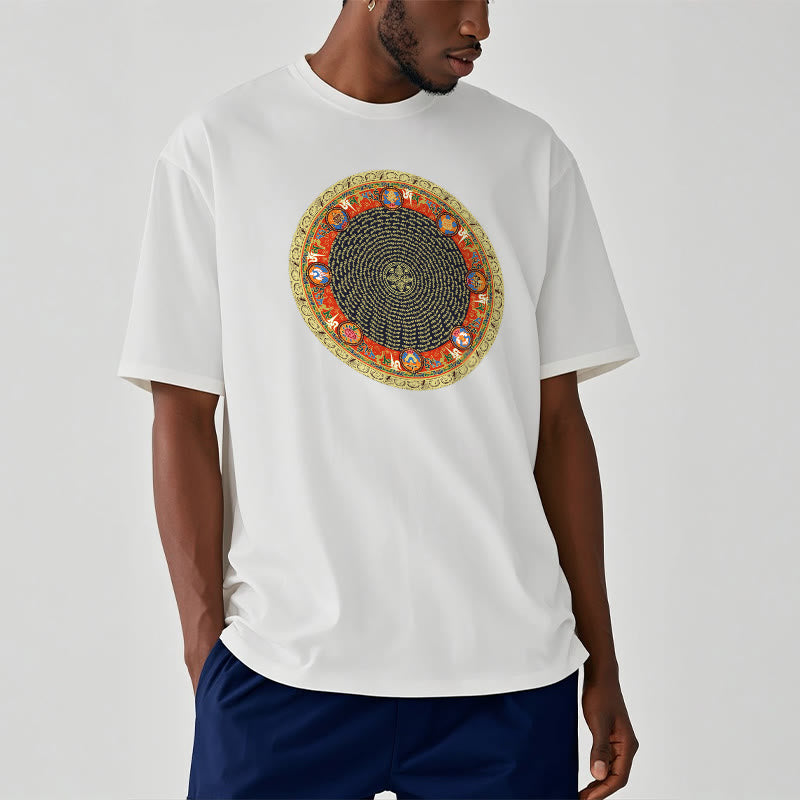 Buddha Stones Kreisförmige Om Mani Padme Hum Acht Glückverheißende Symbole Baumwolle T-shirt - image 13