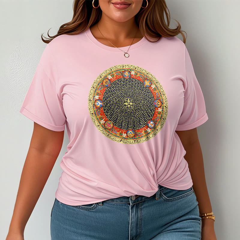 Buddha Stones Kreisförmige Om Mani Padme Hum Acht Glückverheißende Symbole Baumwolle T-shirt - image 20