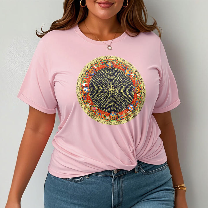 Buddha Stones Kreisförmige Om Mani Padme Hum Acht Glückverheißende Symbole Baumwolle T-shirt - image 20