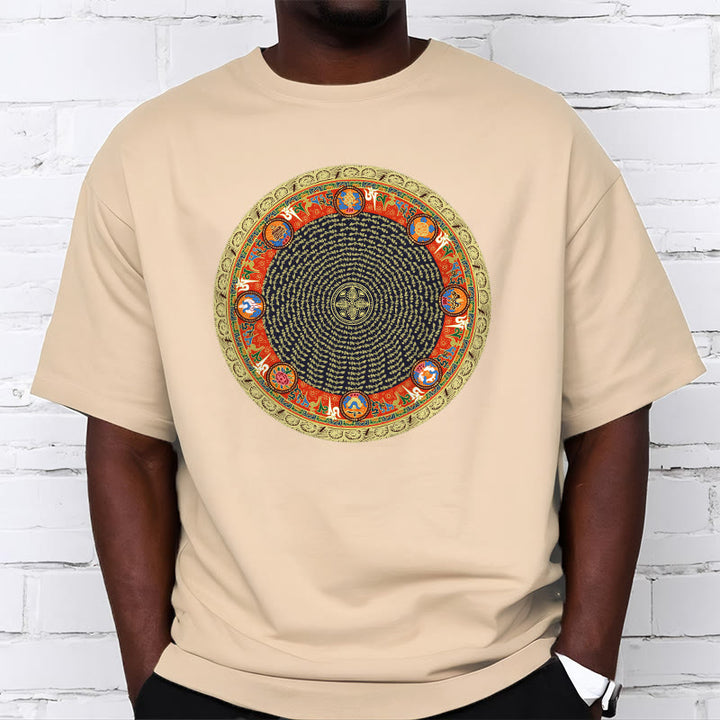 Buddha Stones Kreisförmige Om Mani Padme Hum Acht Glückverheißende Symbole Baumwolle T-shirt - image 11