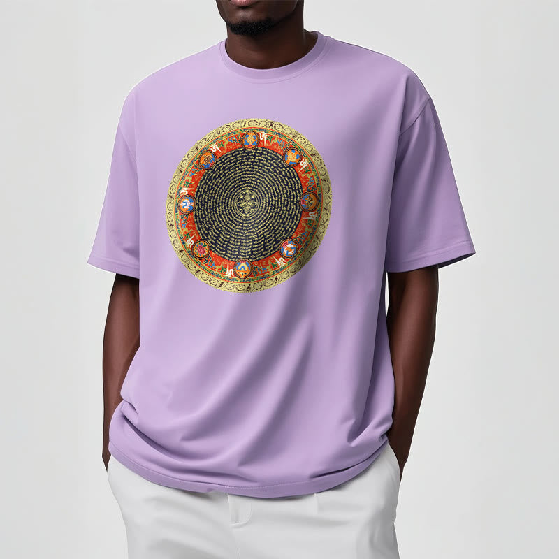 Buddha Stones Kreisförmige Om Mani Padme Hum Acht Glückverheißende Symbole Baumwolle T-shirt - image 18