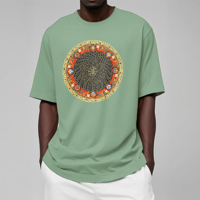 Buddha Stones Kreisförmige Om Mani Padme Hum Acht Glückverheißende Symbole Baumwolle T-shirt - image 16