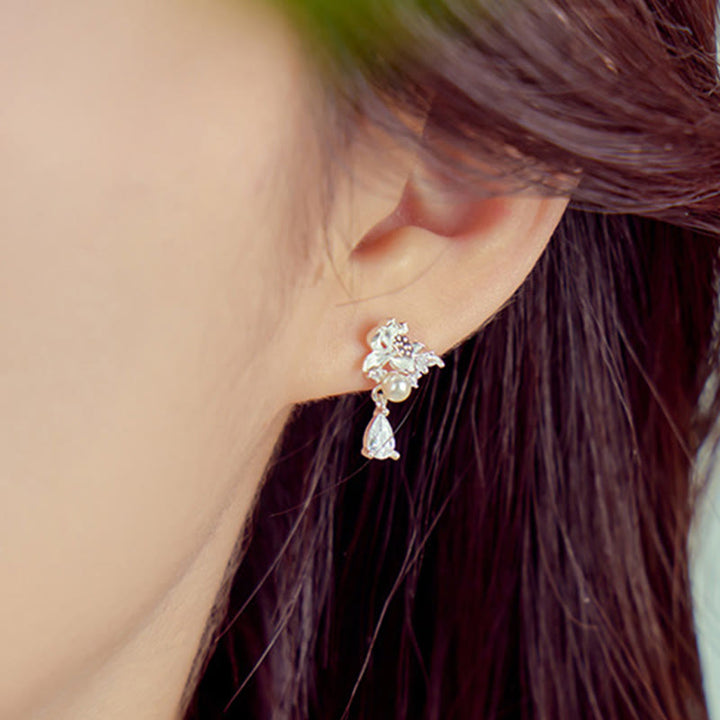 Buddha Stones Hetian Jade 925 Sterling Silber Zirkonia Perle Fülle Ohrringe  - image 8