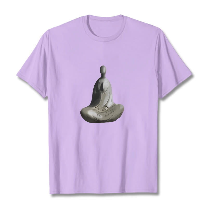Buddha Stones Grau Formloses Buddha Muster Baumwolle T-Shirt - Pflaume - 2XL - image 17