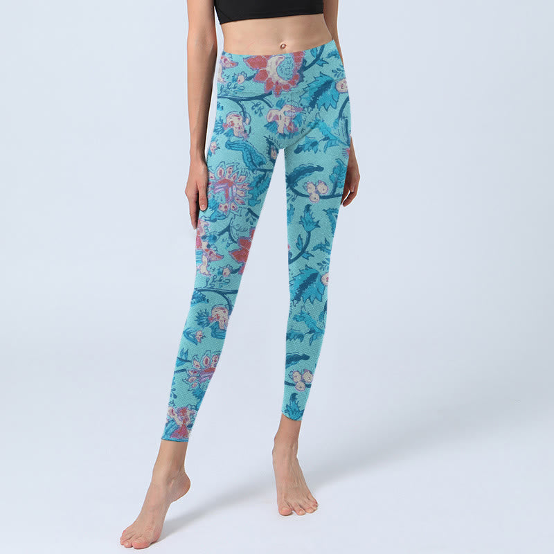 Buddha Stones Blau Rot Blumen Blätter Druck Gym Leggings frauen Yoga Hosen - image 6