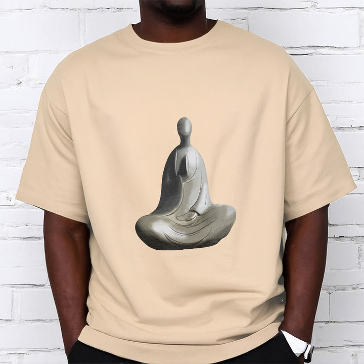 Buddha Stones Grau Formloses Buddha Muster Baumwolle T-Shirt - image 7