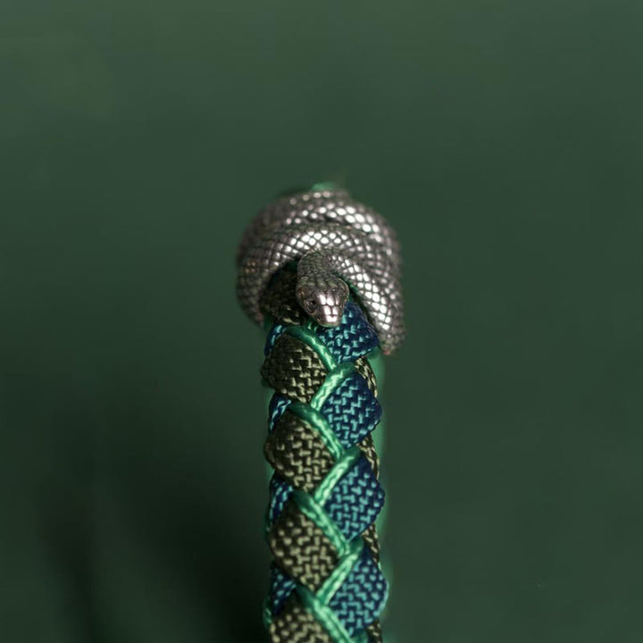 Buddha Stones Jahr der Schlange 999 Sterling Silber Schnur Schutz geflochtenes Armband