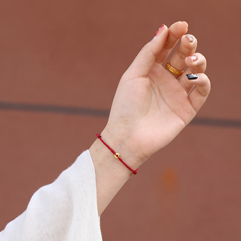 Buddha Stones 999 Gold Kleine Peace-Schnalle Rote Schnur Schutz Glück Geflochtenes Armband Fußkettchen - image 4