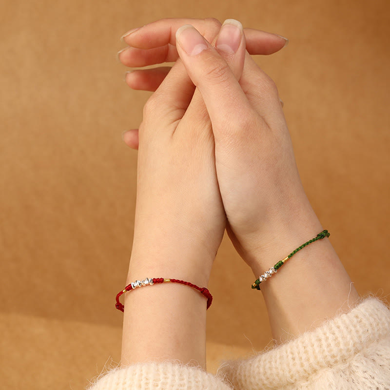 Buddha Stones 925 Sterling Silber Schnur Schutz Glück Ultradünnes geflochtenes Armband Fußkettchen - image 15