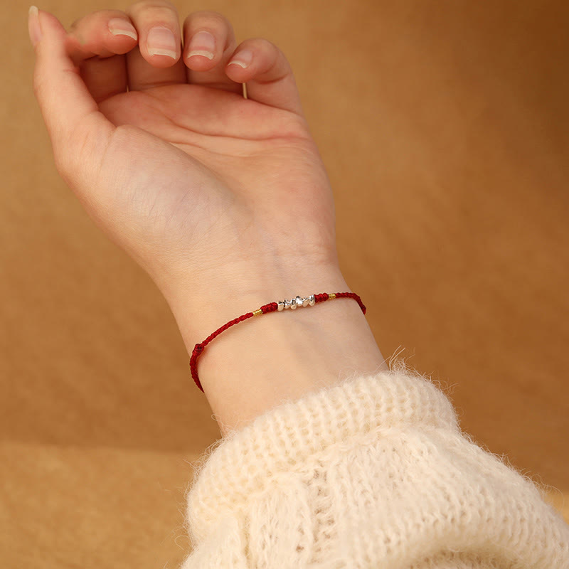 Buddha Stones 925 Sterling Silber Schnur Schutz Glück Ultradünnes geflochtenes Armband Fußkettchen - image 4