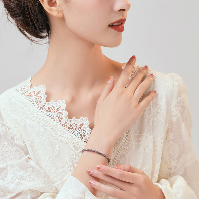 Buddha Stones , 3 mm, Amethyst, Iolith, ultradünne Perlen, 14 Karat vergoldetes Kupfer-Kommunikationsarmband