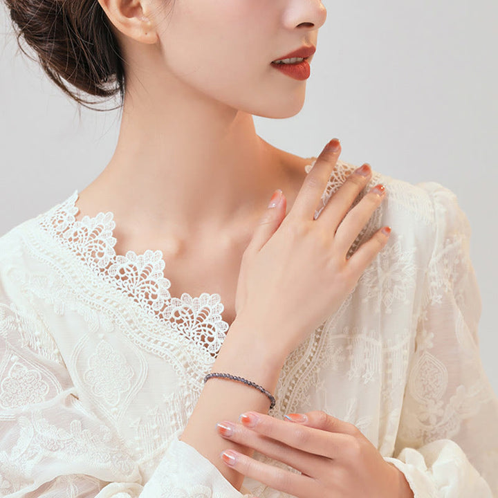 Buddha Stones , 3 mm, Amethyst, Iolith, ultradünne Perlen, 14 Karat vergoldetes Kupfer-Kommunikationsarmband