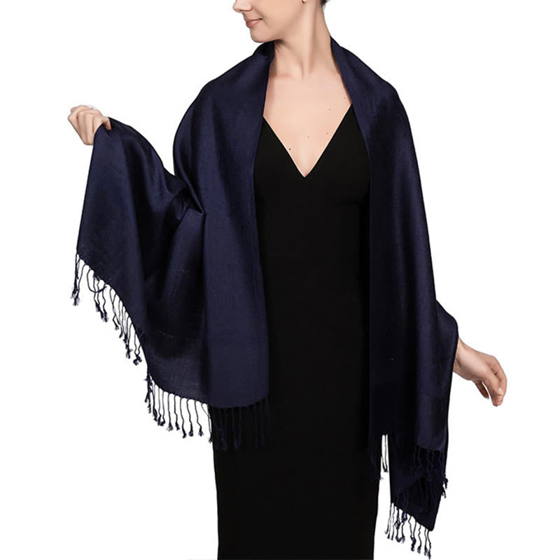 Buddha Stones, tibetischer Cashew-Jacquard-Schal mit Quasten, Frühling, Herbst, Winter, warm, gemütlich, Schal, Wickeltuch - Indigo 180*70cm - image 28