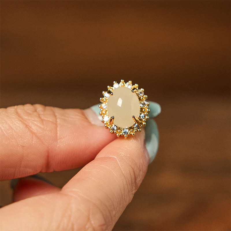 Buddha Stones Natürliche Hetian Jade Ei Kupfer Wohlstand Ohrringe