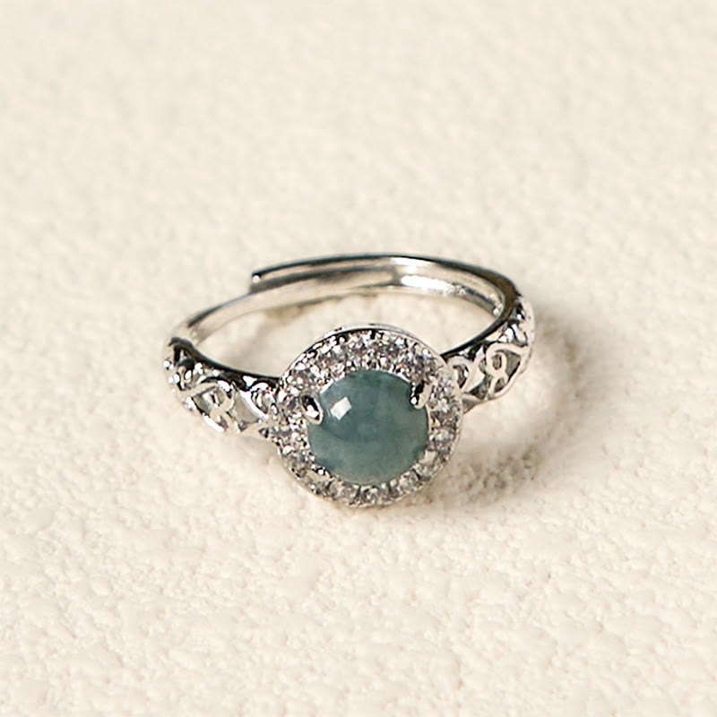 Buddha Stones Natürlicher Hetian Jade Ei Ruyi Stick Muster Glücksring