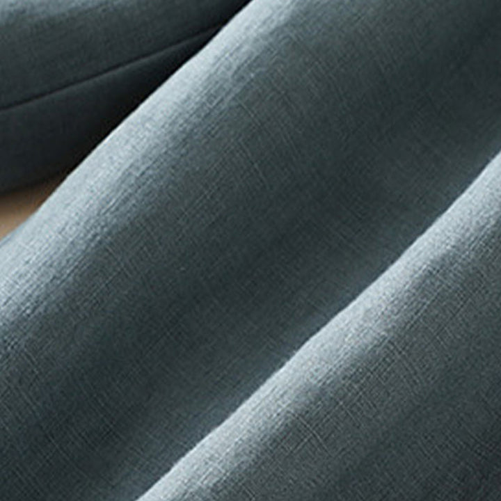 Buddha Stones Lässige, einfarbige, seitliche Faltenhose aus Baumwollleinen für Damen mit weitem Bein und Taschen