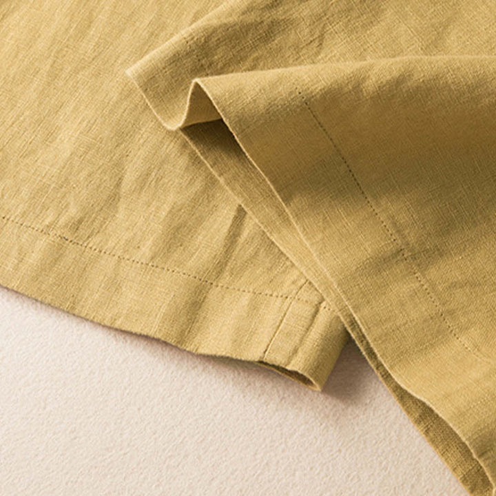 Buddha Stones Lässige, einfarbige Hose aus Baumwollleinen mit weitem Bein und Taschen für Damen - image 33