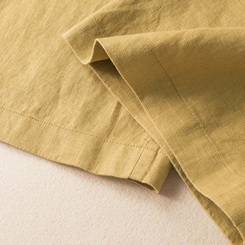 Buddha Stones Lässige, einfarbige Hose aus Baumwollleinen mit weitem Bein und Taschen für Damen - image 33