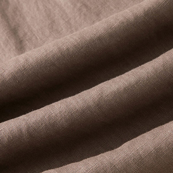 Buddha Stones Lässige, einfarbige Hose aus Baumwollleinen mit weitem Bein und Taschen für Damen - image 21