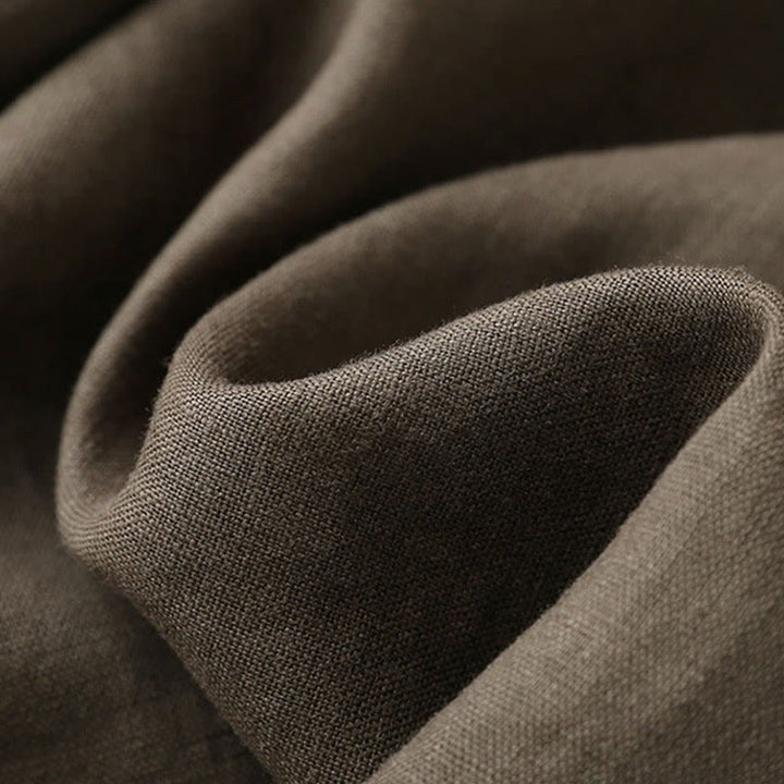 Buddha Stones Lässige, einfarbige, weit geschnittene Hose aus Baumwollleinen mit Schnürung für Damen - image 28