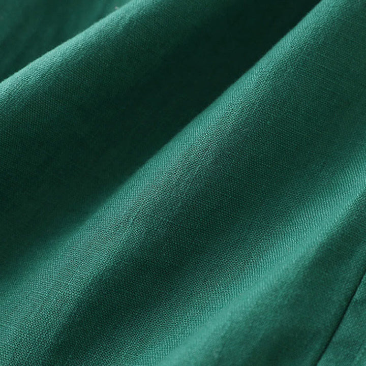 Buddha Stones Lässige, einfarbige, weit geschnittene Hose aus Baumwollleinen mit Schnürung für Damen - image 12