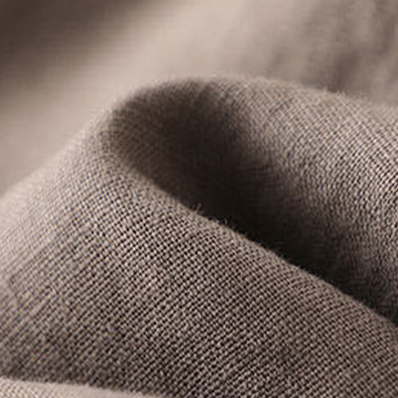 Buddha Stones Lässige, einfarbige, weit geschnittene Hose aus Baumwollleinen mit Schnürung für Damen - image 2