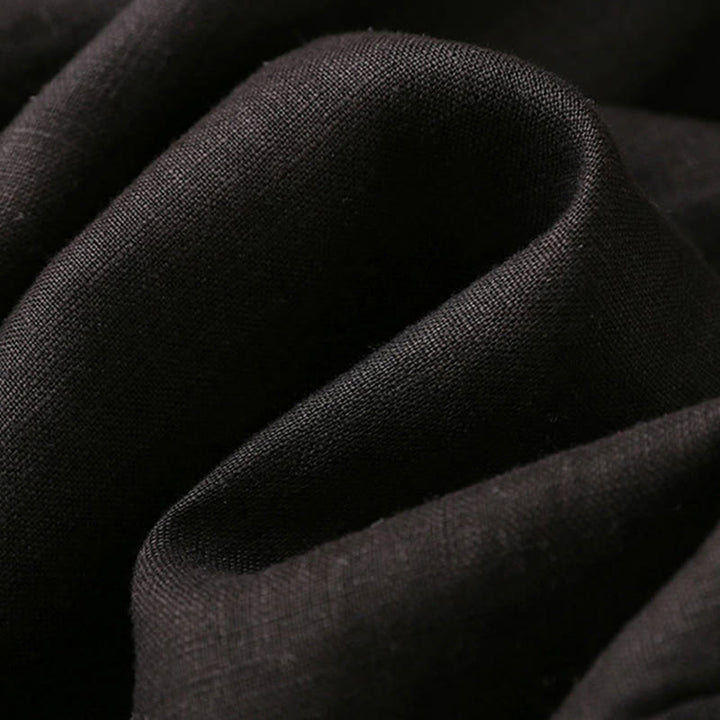 Buddha Stones Lässige, einfarbige, weit geschnittene Hose aus Baumwollleinen mit Schnürung für Damen - image 37