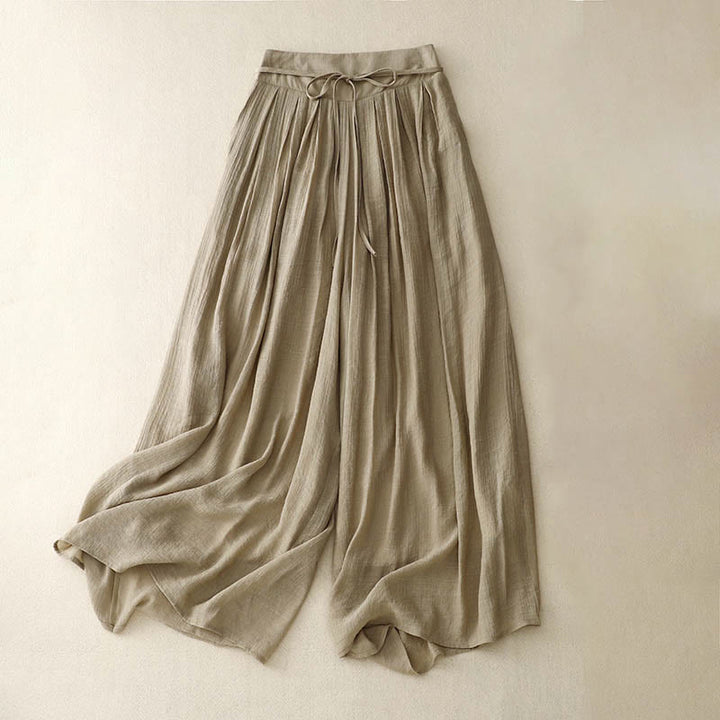 Buddha Stones Lässige, einfarbige, weit geschnittene Damenhose mit Schnürung