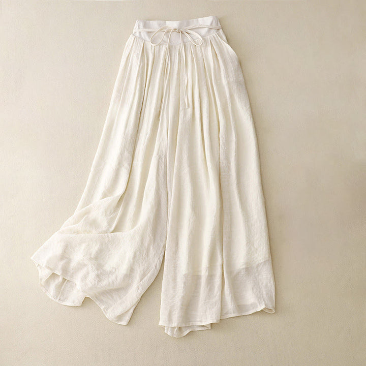 Buddha Stones Lässige, einfarbige, weit geschnittene Damenhose mit Schnürung