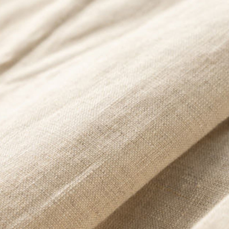 Buddha Stones Lässige, einfarbige Shorts aus Baumwollleinen mit Knopfleiste und Reißverschluss und Taschen