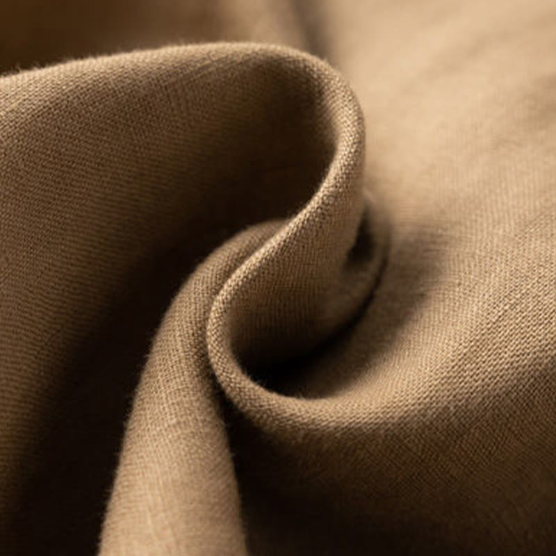 Buddha Stones Lässige, einfarbige Shorts aus Baumwollleinen mit Knopfleiste und Reißverschluss und Taschen