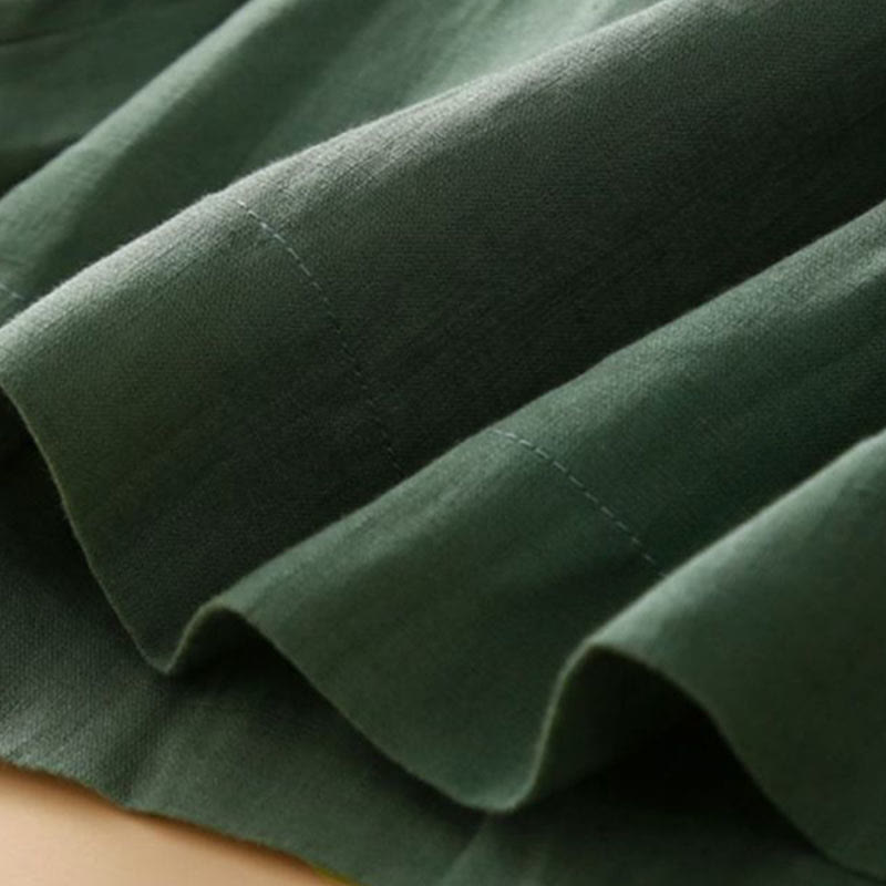 Buddha Stones - Unifarbene, plissierte Shorts aus Baumwollleinen mit Reißverschluss und Taschen - image 22