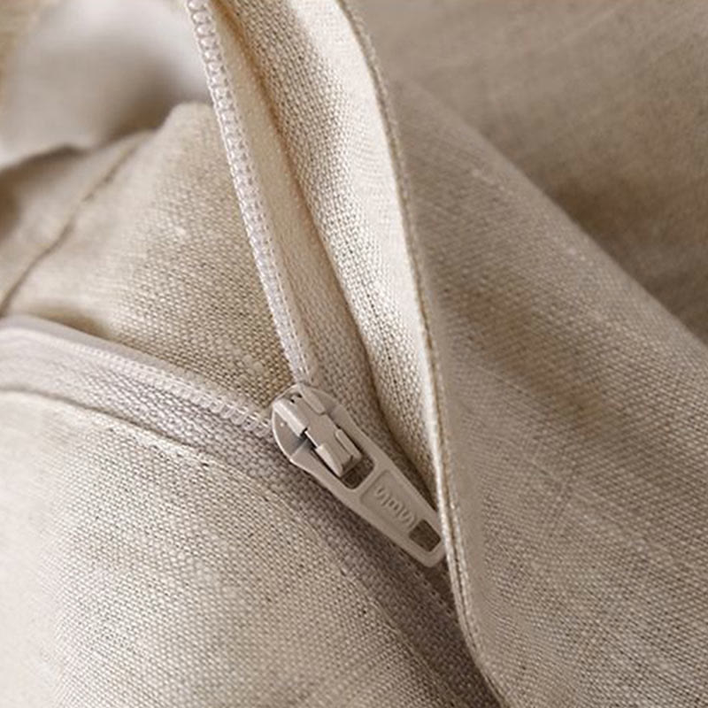 Buddha Stones - Unifarbene, plissierte Shorts aus Baumwollleinen mit Reißverschluss und Taschen - image 13