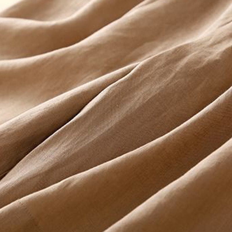 Buddha Stones - Unifarbene, plissierte Shorts aus Baumwollleinen mit Reißverschluss und Taschen - image 6