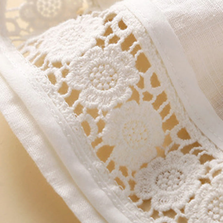 Buddha Stones Damen-Shorts aus Baumwolle mit einfarbiger Unterseite, hohlem Spitzendesign und Schnürung und Taschen - image 15