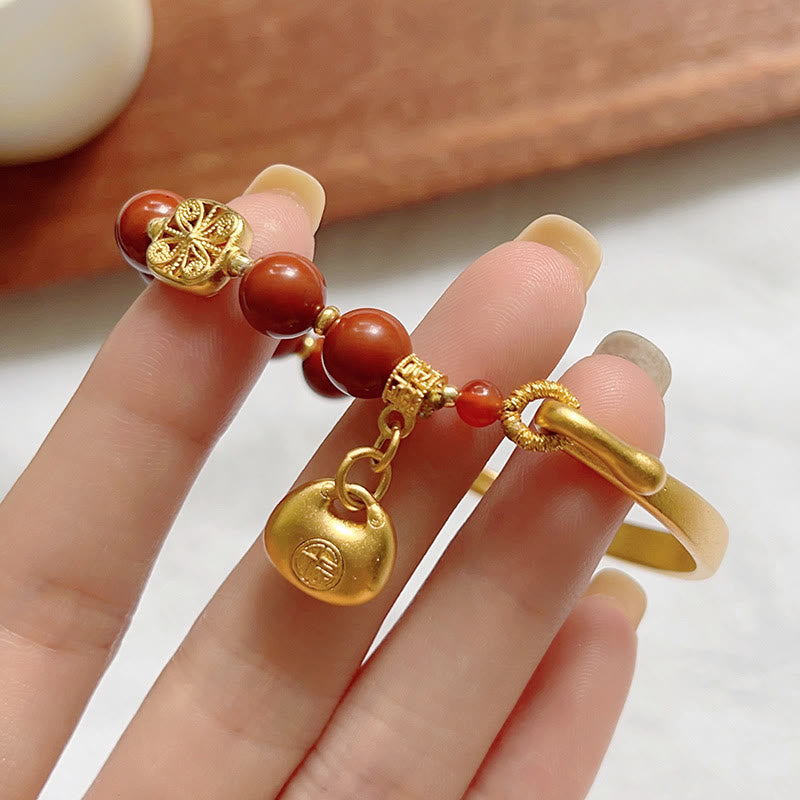 Buddha Stones Südroter Achat Fu Charakter Barren Halbarmband