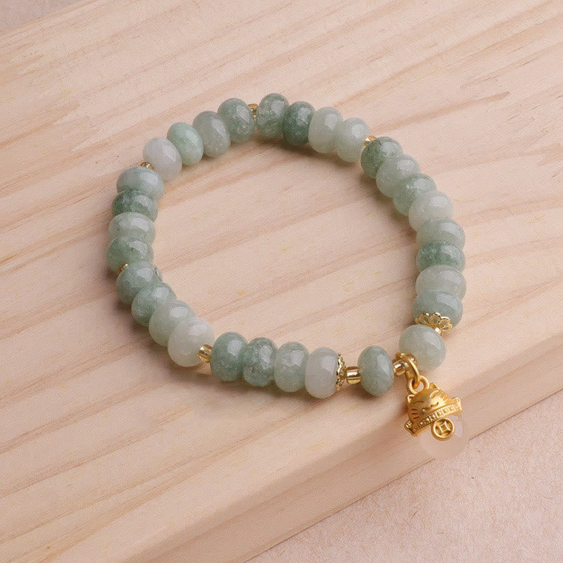 Buddha Stones Erdbeerquarz Cyan Jade Glückskatze Perlen Heilung Armband - image 17