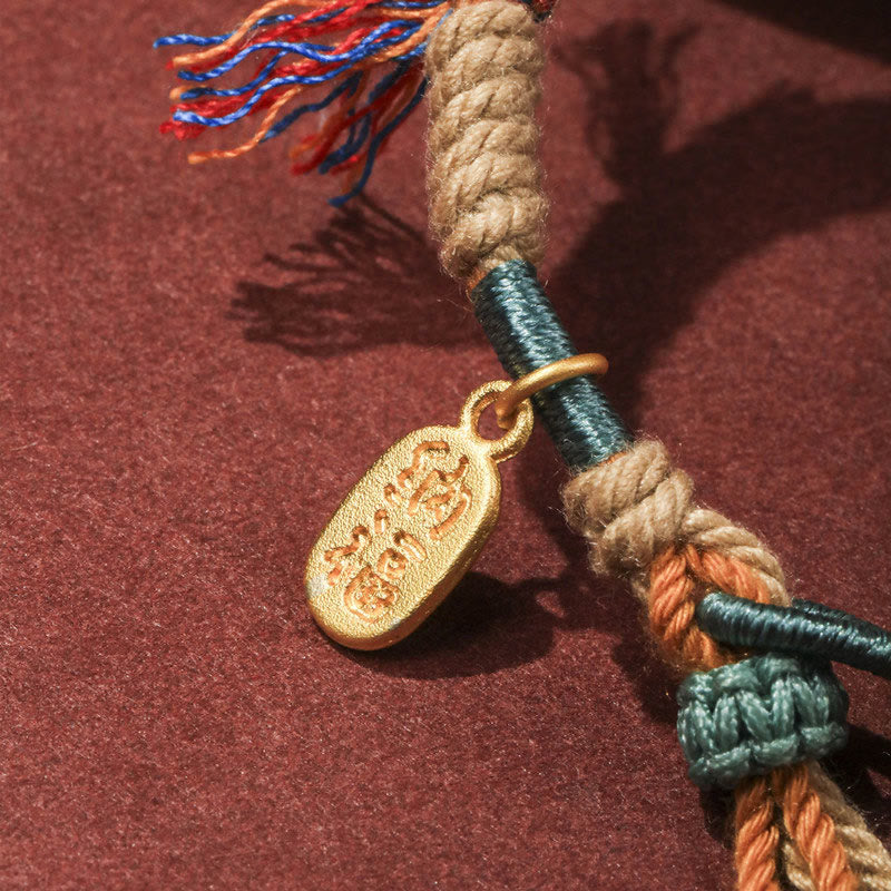 Buddha Stones, tibetisches handgewebtes, farbiges Seil, verstellbare Quasten, Nafu-Glücksarmband