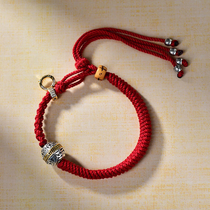 Buddha Stones Tibetisches rotes Seil Diamantknoten Glück geflochtenes Armband