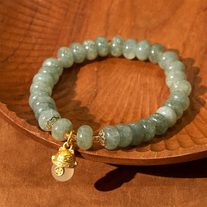 Buddha Stones Erdbeerquarz Cyan Jade Glückskatze Perlen Heilung Armband - image 14