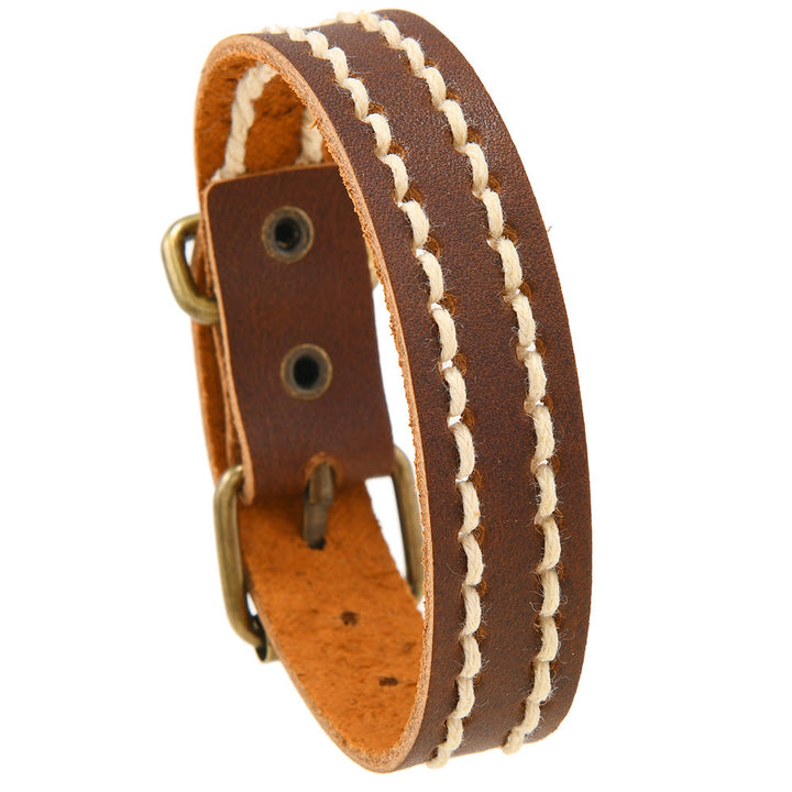 Buddha Stones Vintage Leder verstellbare Schnalle Stärkungsarmband