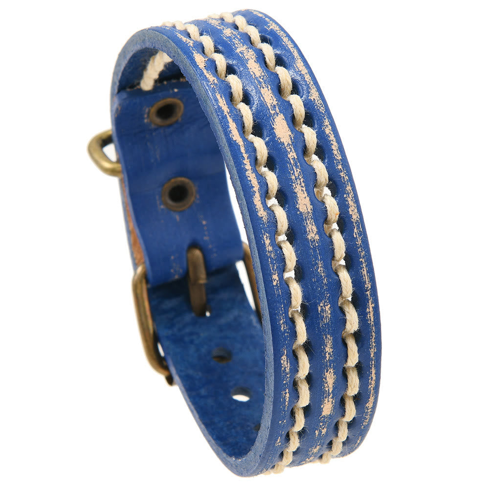 Buddha Stones Vintage Leder verstellbare Schnalle Stärkungsarmband