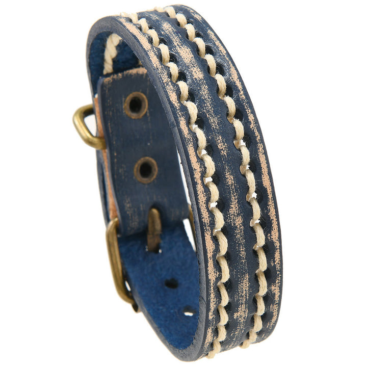 Buddha Stones Vintage Leder verstellbare Schnalle Stärkungsarmband