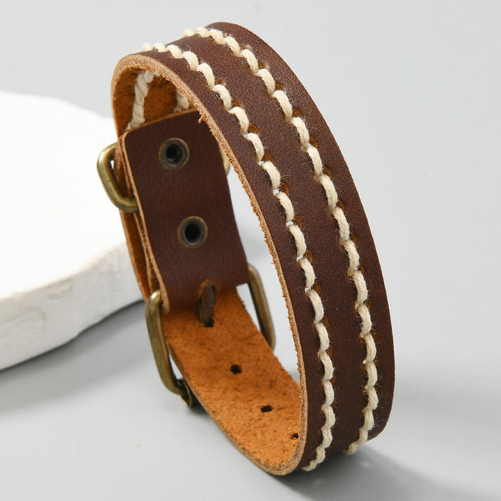 Buddha Stones Vintage Leder verstellbare Schnalle Stärkungsarmband