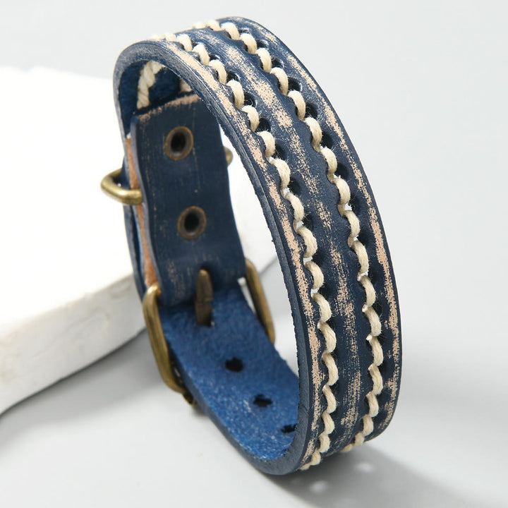 Buddha Stones Vintage Leder verstellbare Schnalle Stärkungsarmband